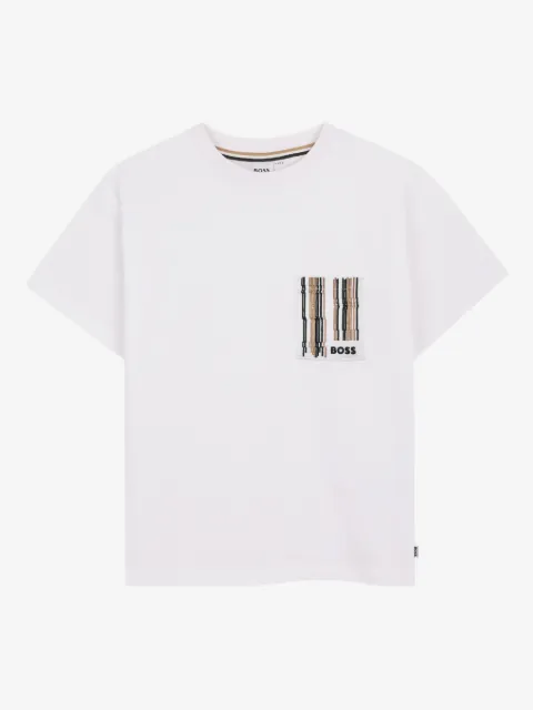 BOSS Kidswear logo-embroidered patch-pocket T-shirt