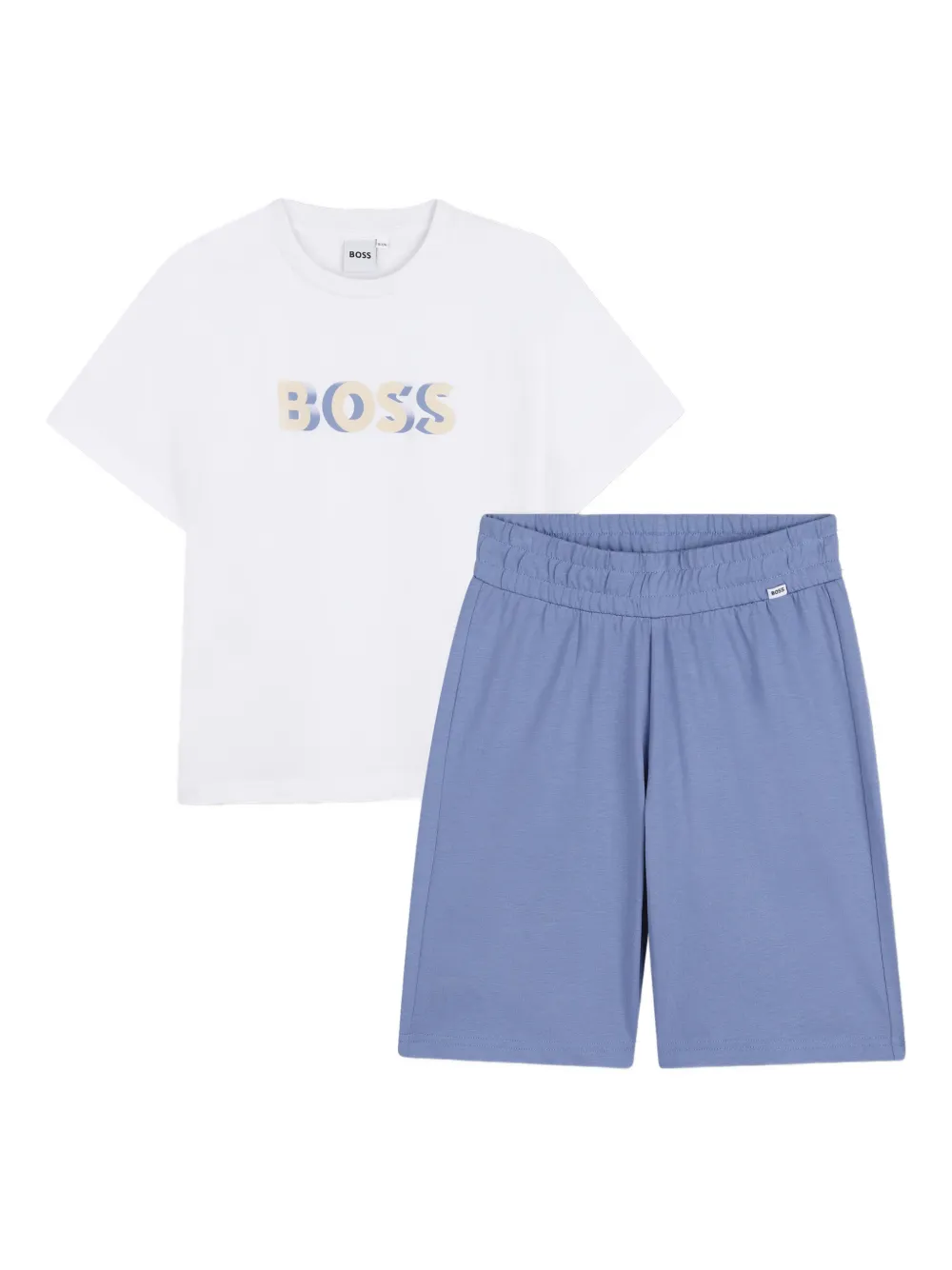 BOSS Kidswear Set con shorts e logo - Bianco