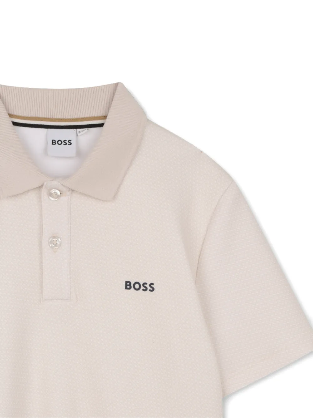  Boss Kidswear Patterned Short-sleeve Polo Shirt - Neutrals 