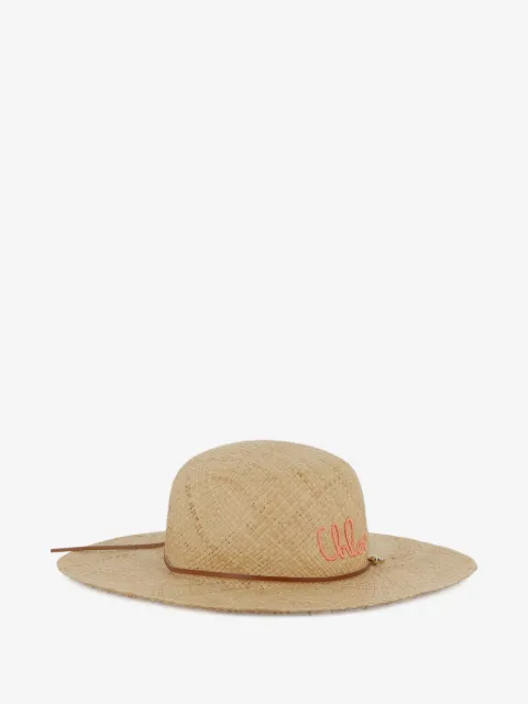 Chloé Kids logo-embroidered straw hat