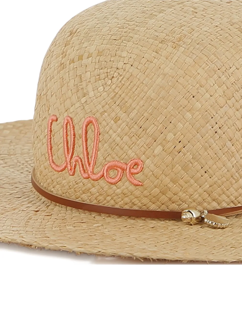  Chloé Kids Logo-embroidered Straw Hat - Neutrals 