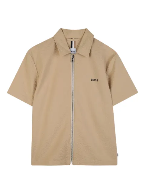 BOSS Kidswear camisa texturizada manga corta