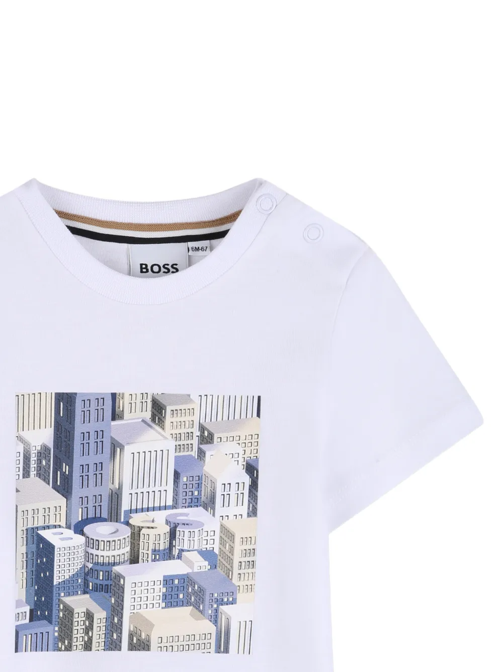 BOSS Kidswear T-shirt met grafische print en korte mouwen Wit
