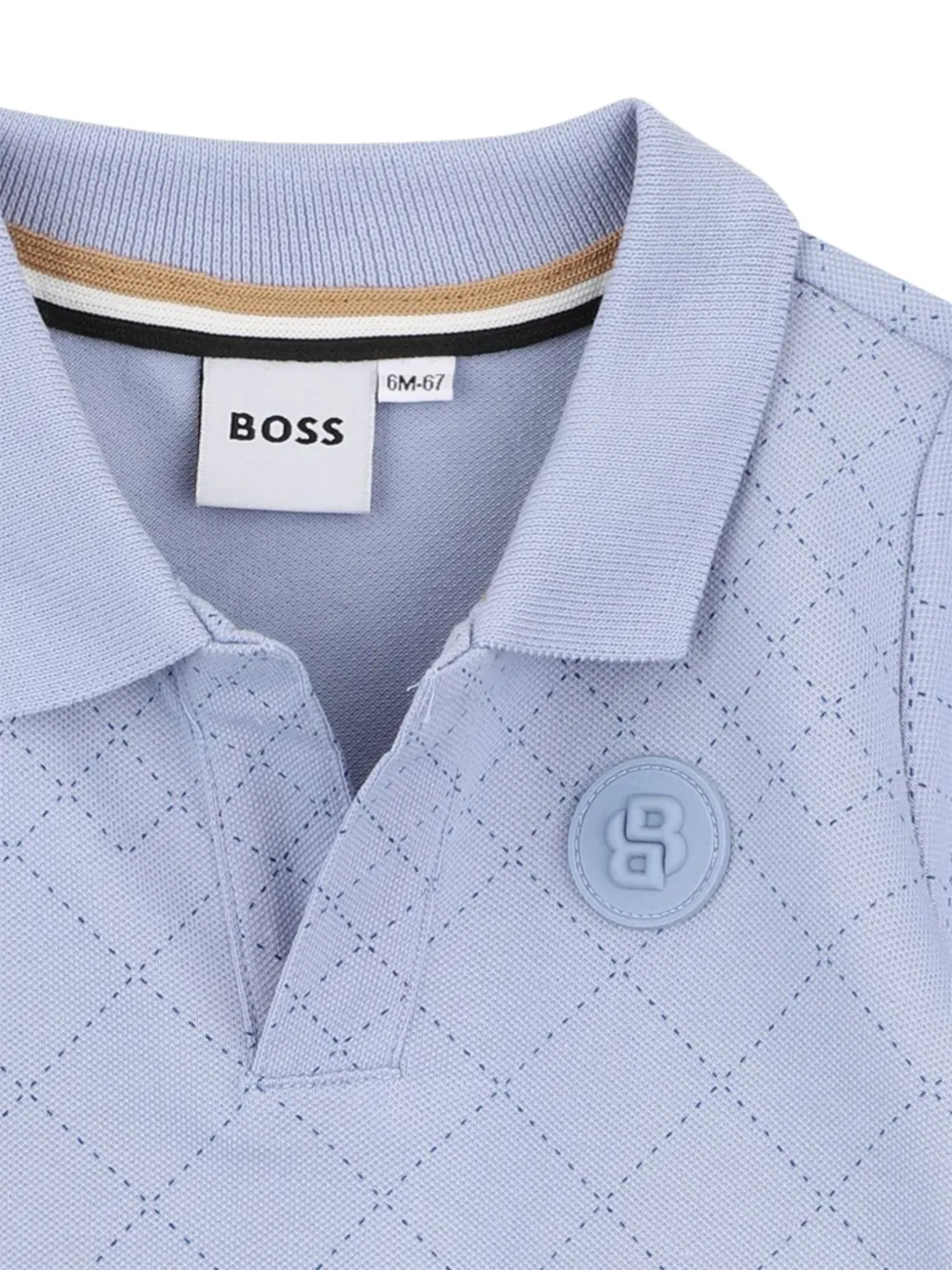 BOSS Kidswear Poloshirt met stippen en korte mouwen Blauw
