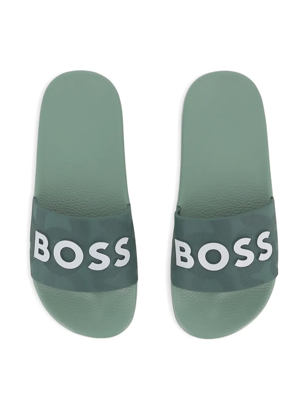 BOSS Kidswear Slippers met logodetail Groen