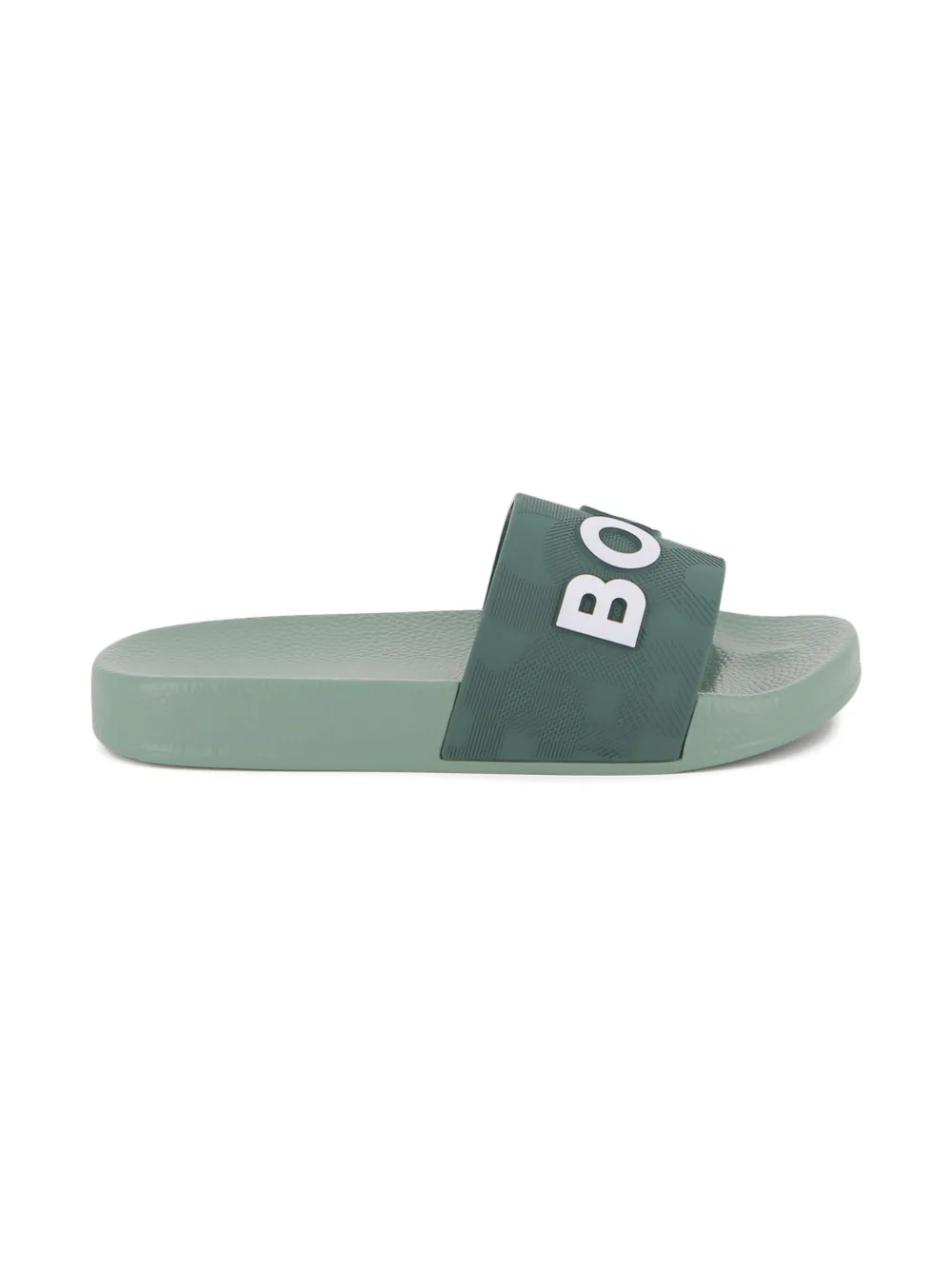 BOSS Kidswear Slippers met logodetail Groen