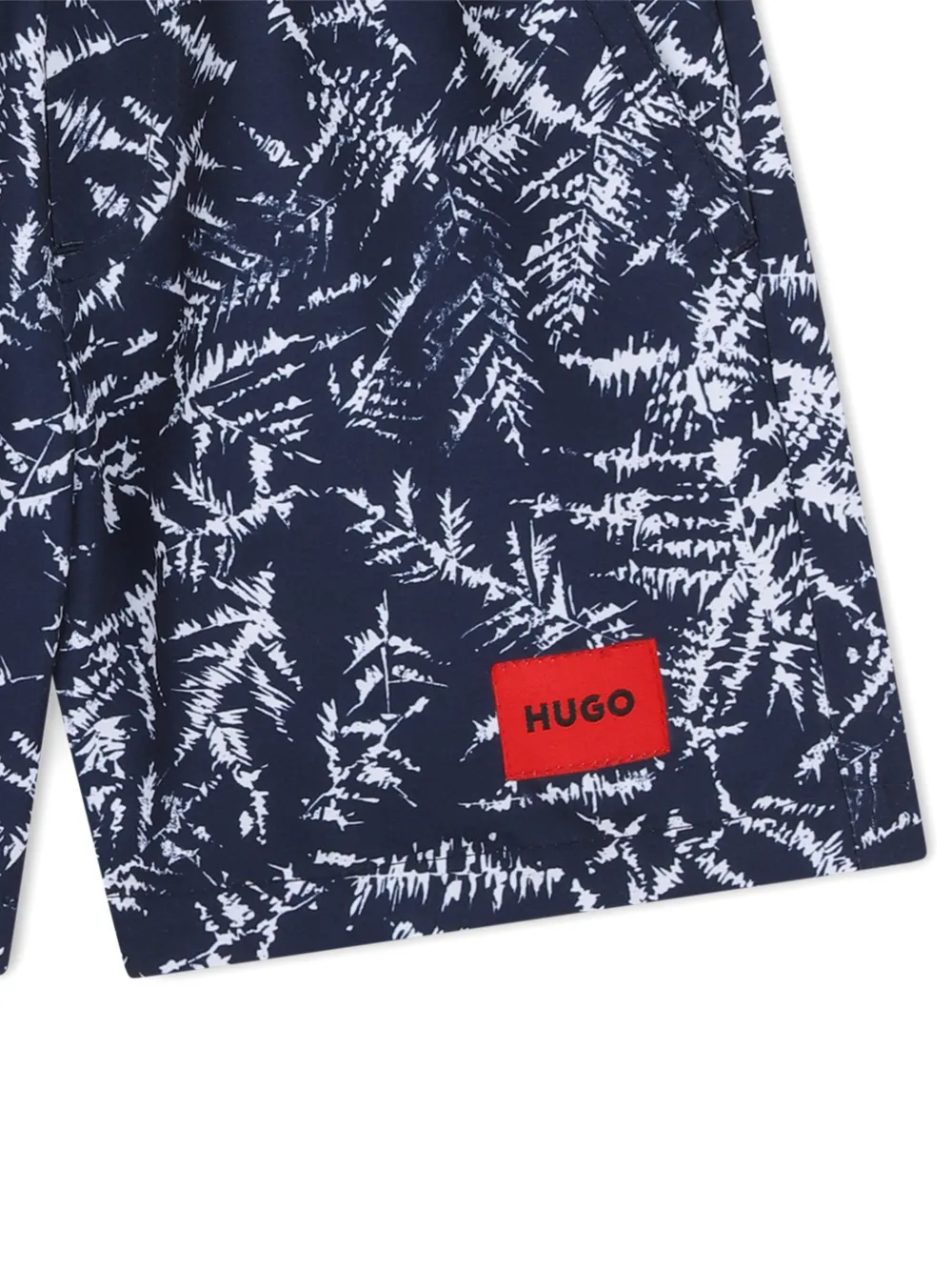 HUGO KIDS Zwembroek met bloemenprint Blauw
