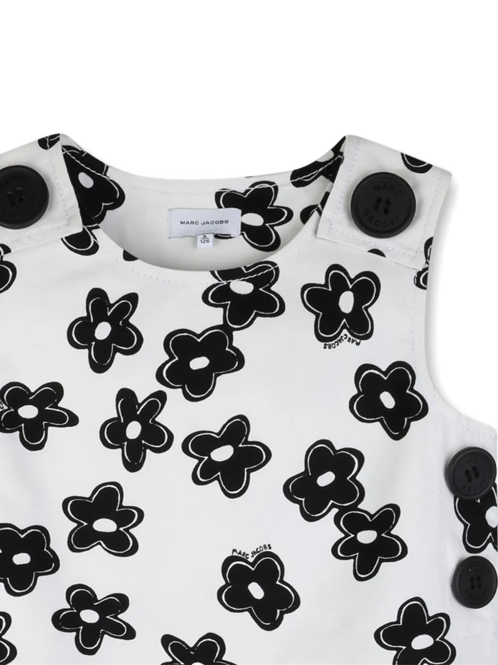Marc Jacobs Kids Jurk met bloemenprint en knoopdetail Wit