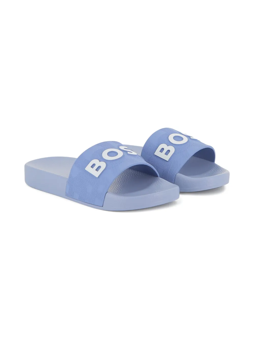 BOSS Kidswear Slippers met logodetail Blauw