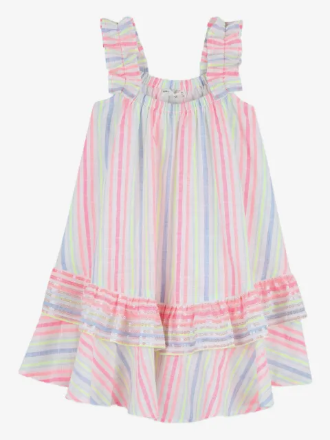 Billieblush ruffled-detail striped-pattern dress