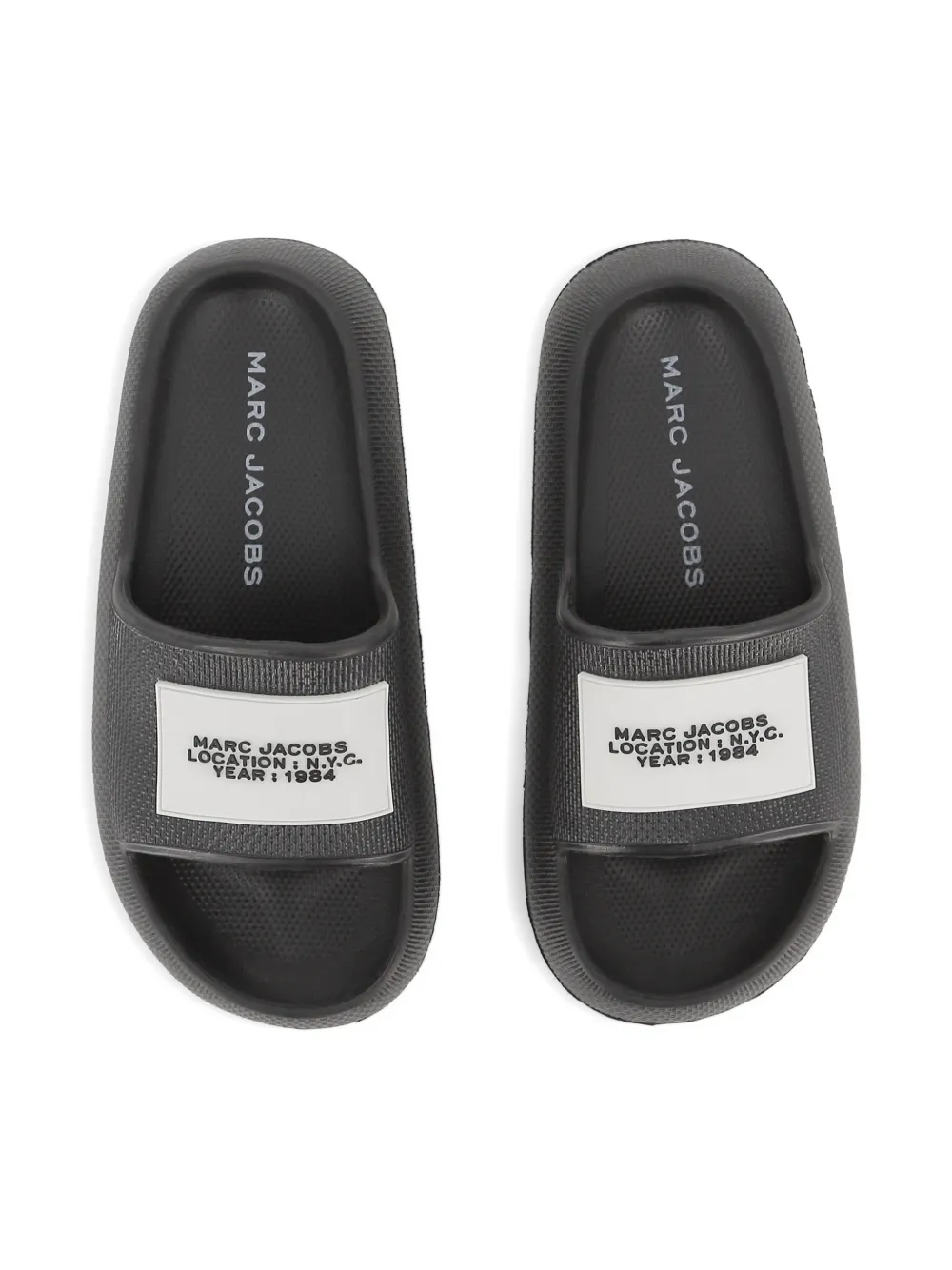 Marc Jacobs Kids Slippers met logopatch met reliëf Grijs