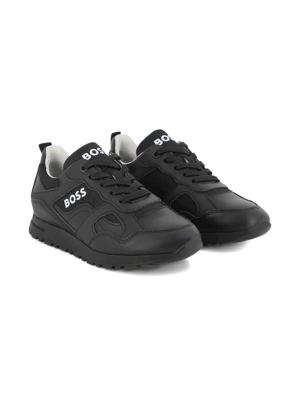 BOSS Kidswear Sneakers met logodetail Zwart