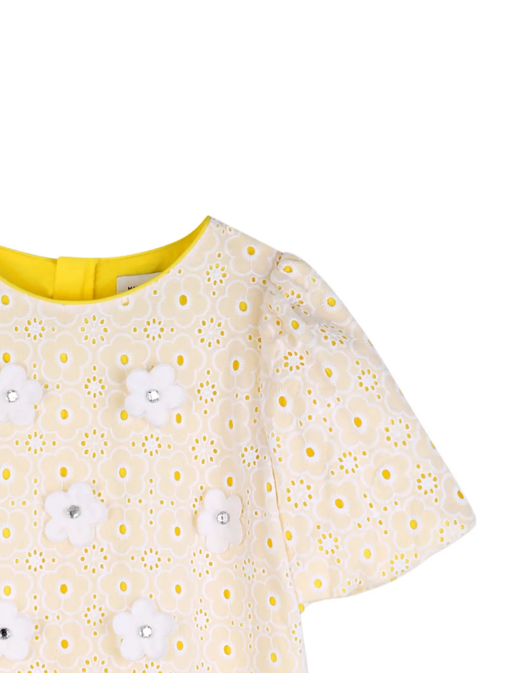 Marc Jacobs Kids Flower-appliqué Dress - Yellow 