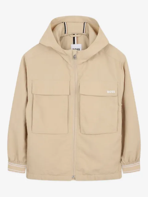 BOSS Kidswear logo-detail hooded windbreaker