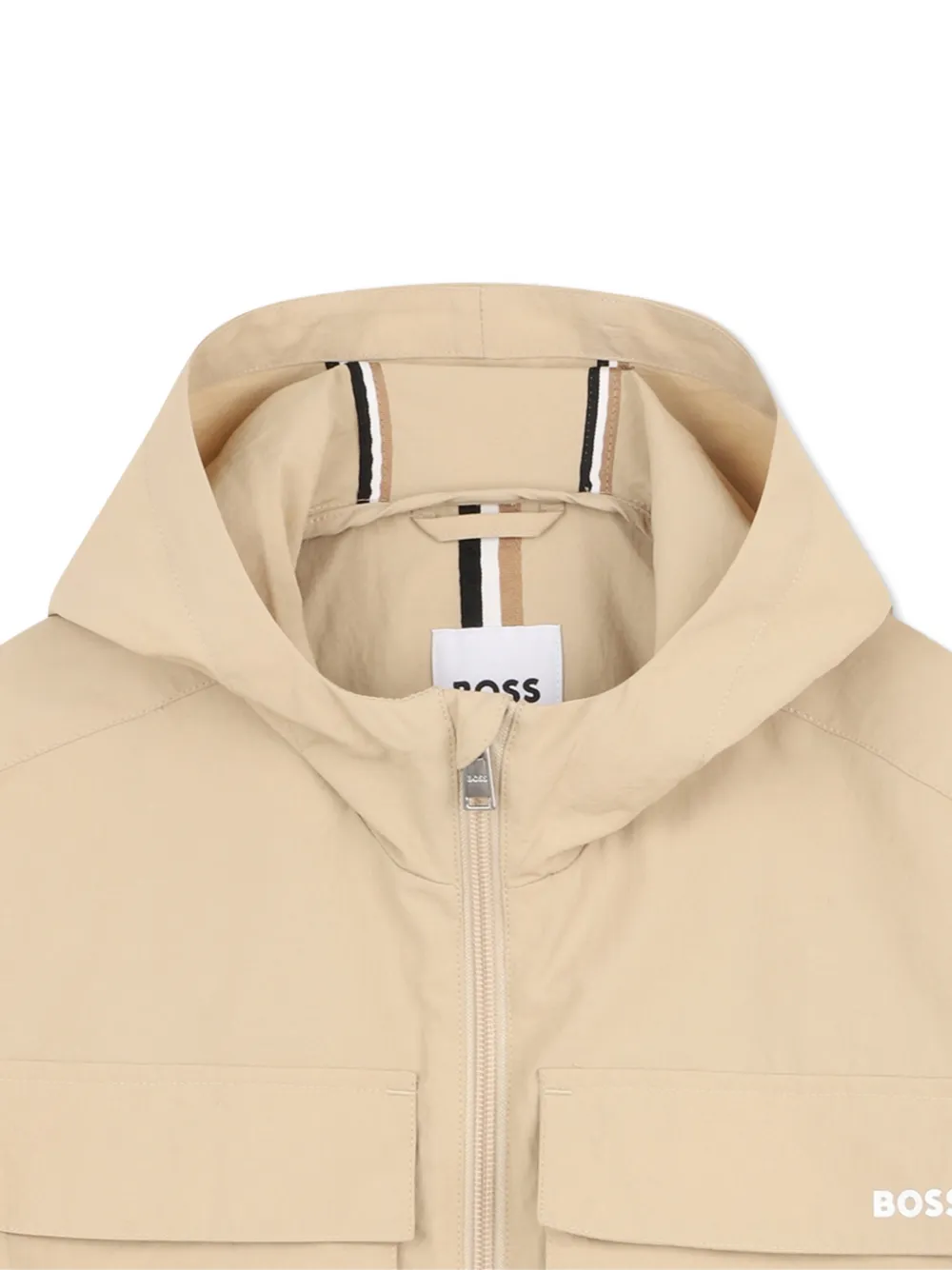BOSS Kidswear Windjack met capuchon en logodetail Beige