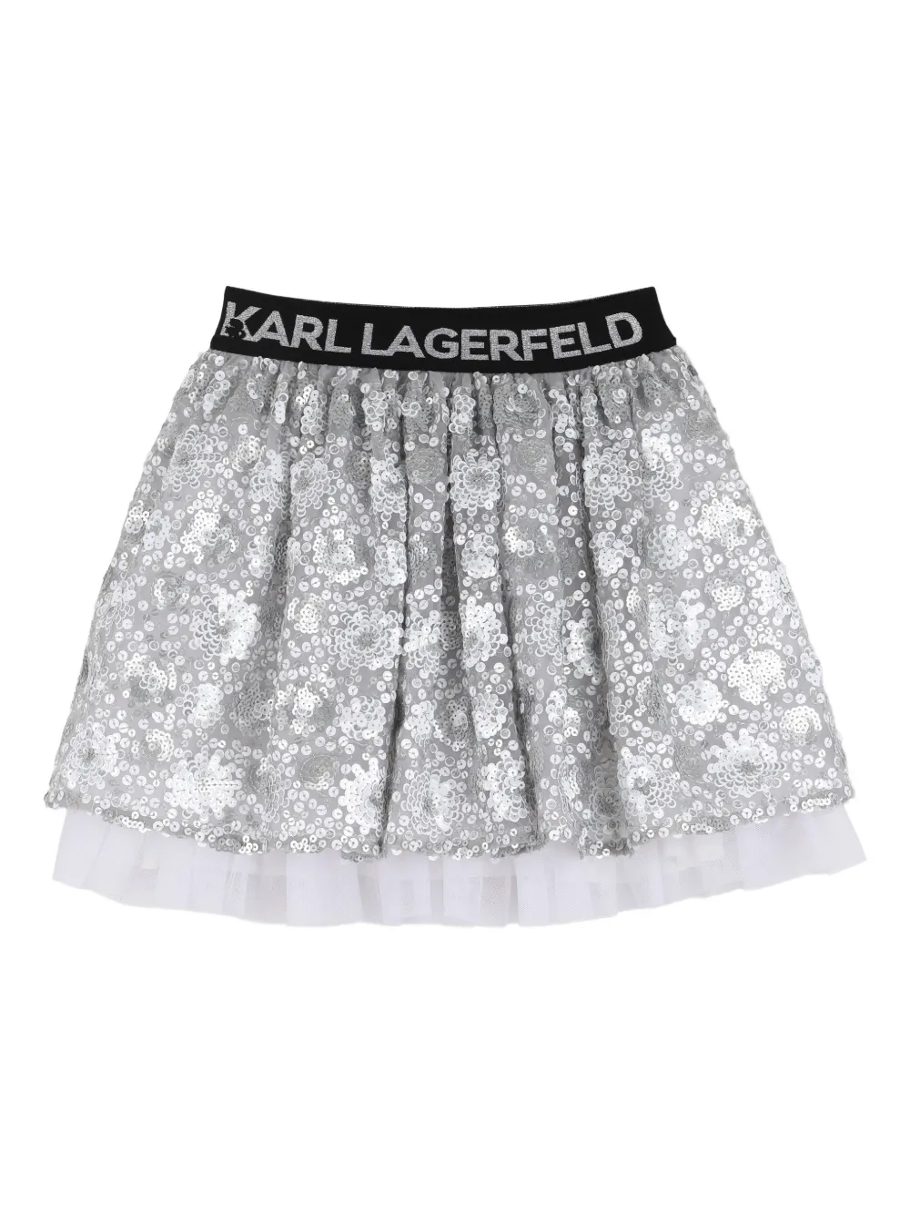 Karl Lagerfeld Kids Gonna a fiori con paillettes - Grigio