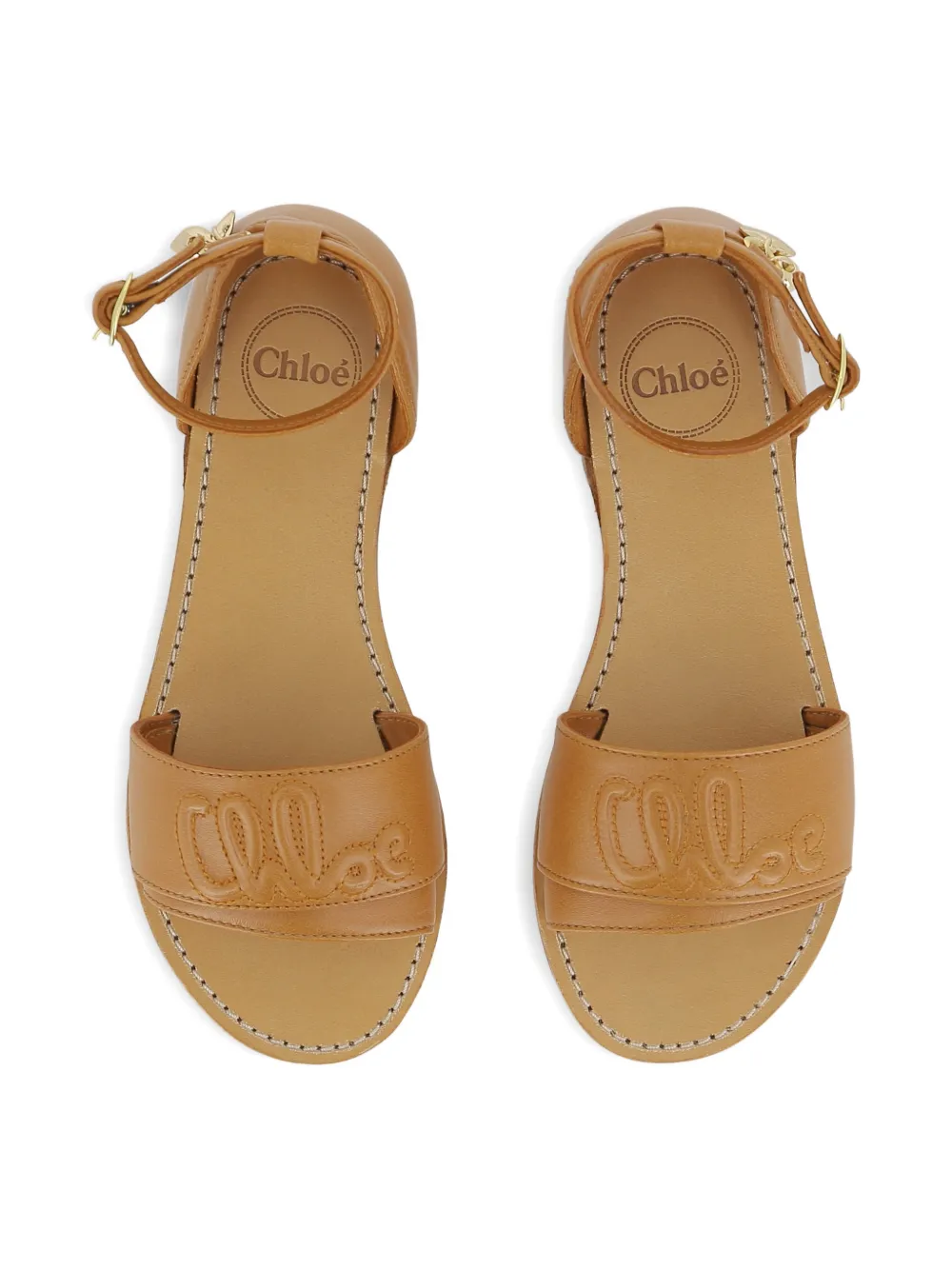 Chloé Kids Sandalen met bandje en logobedel Bruin