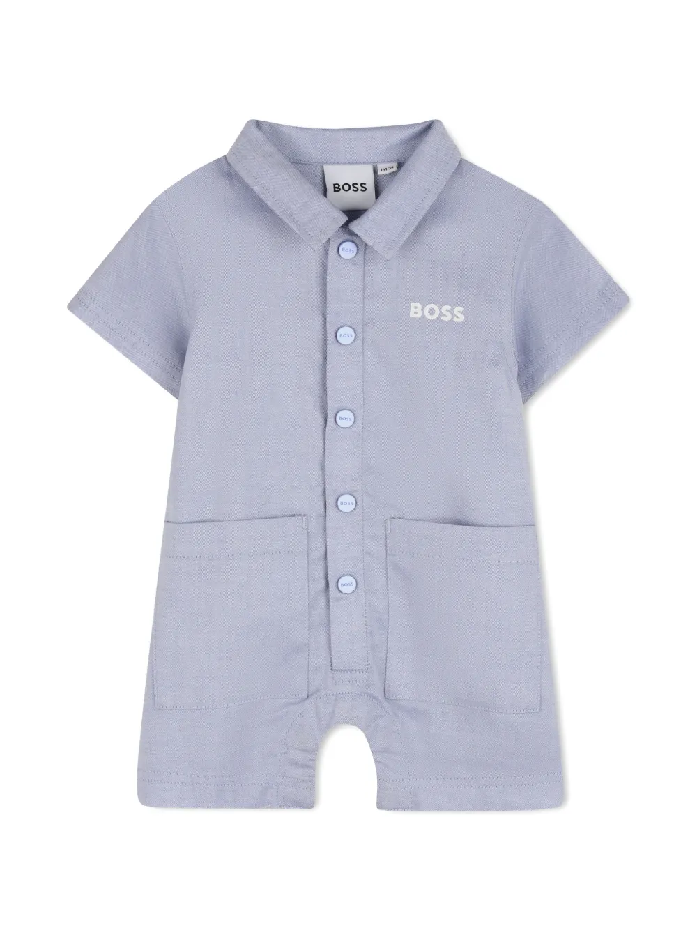  Boss Kidswear Button Short Jumpsuit Bucket Hat Set - Blue 