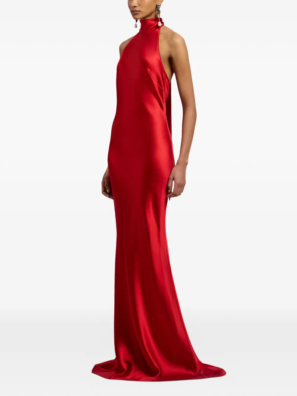Ralph Lauren Collection Chilton avondjurk met open rug en halternek Rood