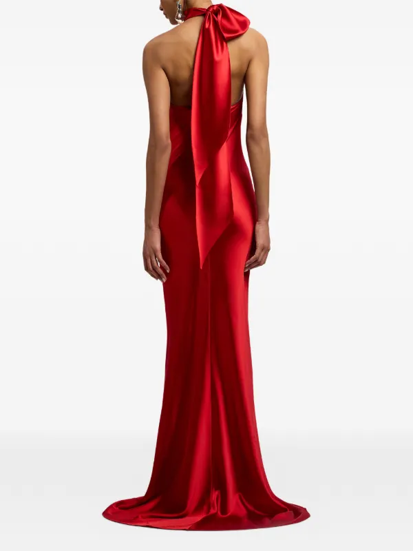ralph lauren red silk dress Red Floral Wrap Midi Dress