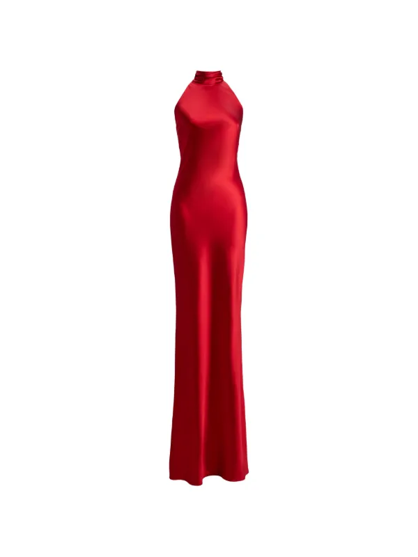 ralph lauren halter dress Ralph Lauren Collection Chilton Stretch Satin Halter Evening Dress
