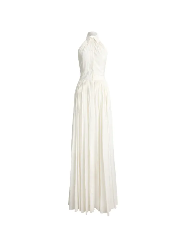 Ralph Lauren Collection Eldred Pleated Maxi Dress in Neutrals