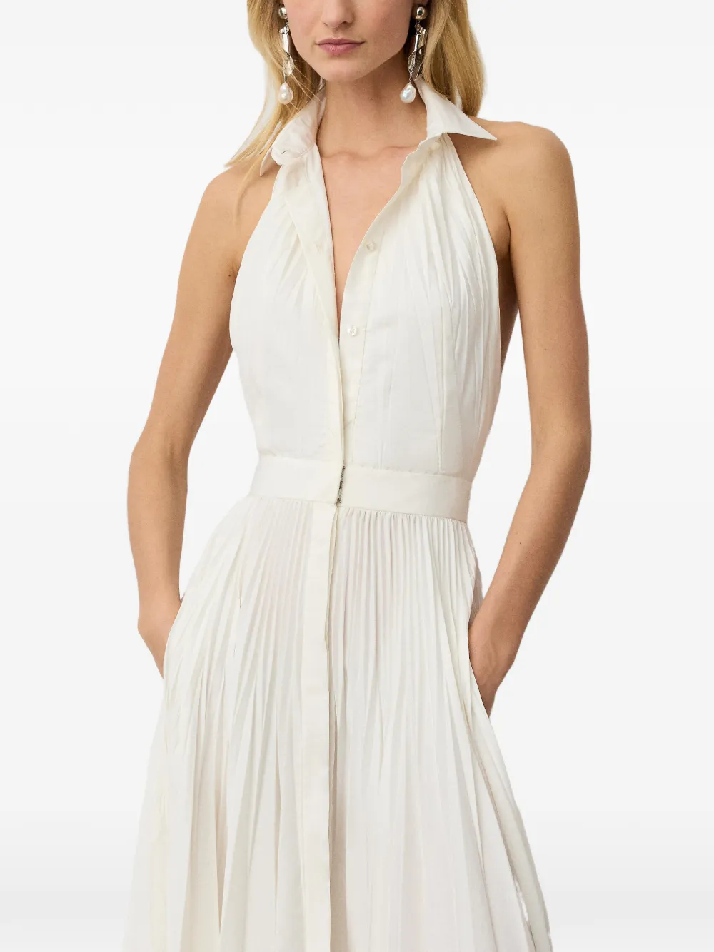 Ralph Lauren Collection Eldred geplooide maxi-jurk Beige