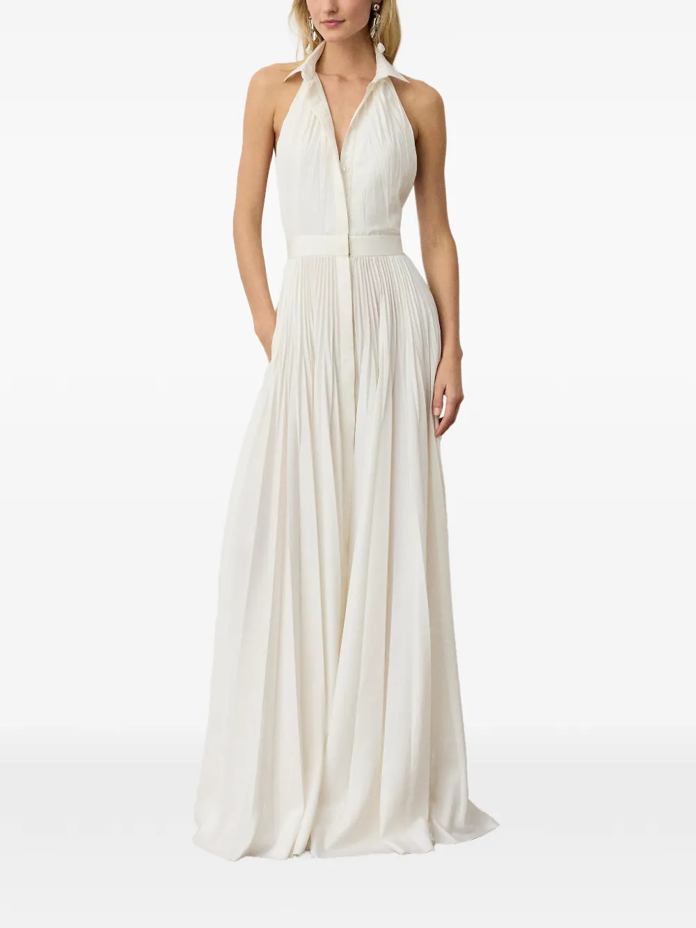 Ralph Lauren Collection Eldred geplooide maxi-jurk Beige