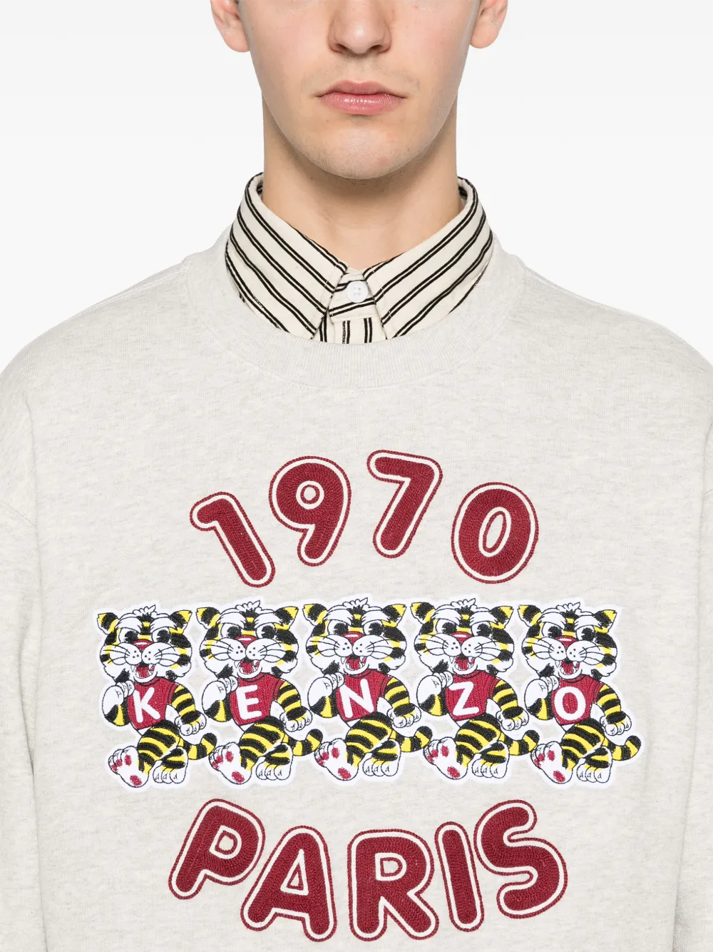 Kenzo Sweater met tijgerprint en ronde hals Beige