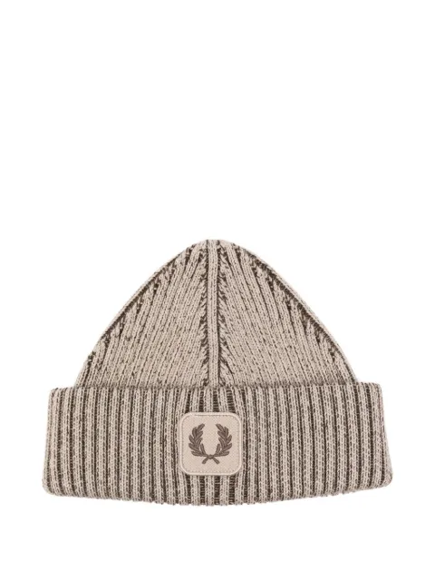 Fred Perry logo-patch beanie hat