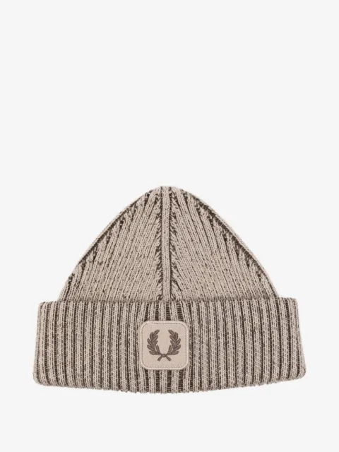 Fred Perry logo-patch beanie hat