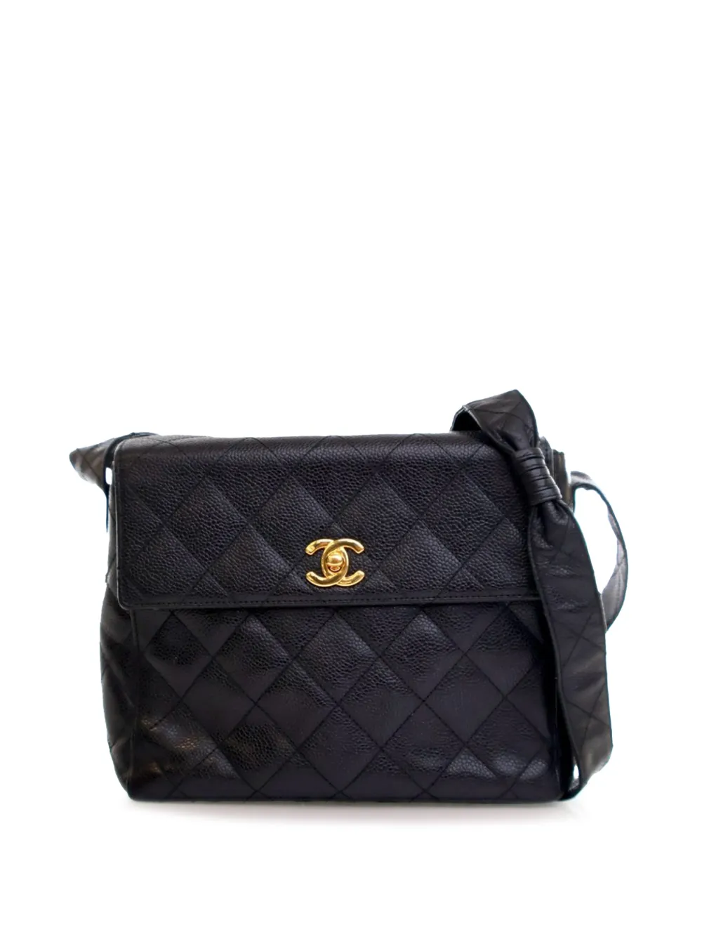 CHANEL Pre-Owned 1996-1997 CC Quilted Caviar Turnlock crossbody bag - Nero