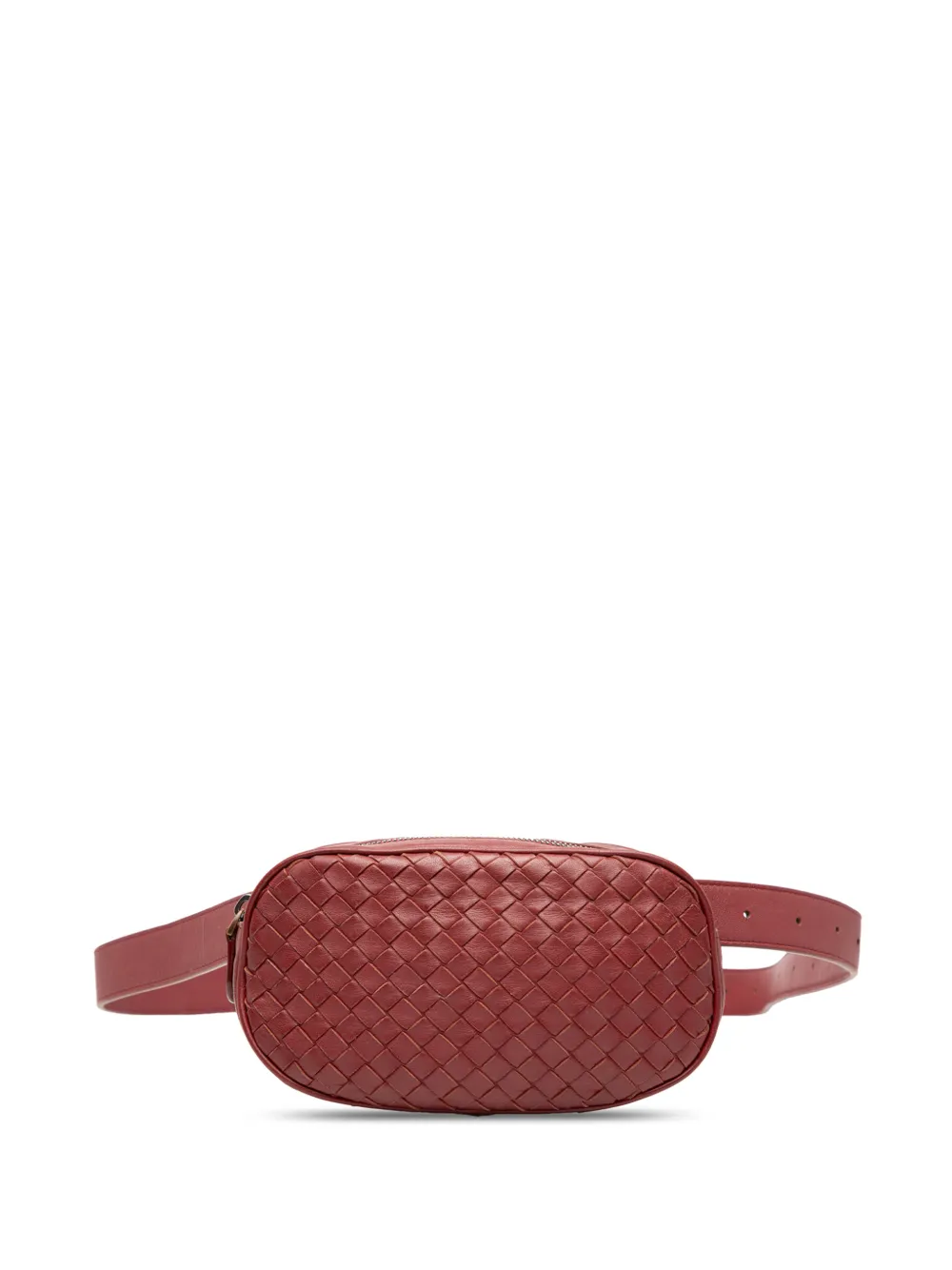 Pre-owned Bottega Veneta 2012-2025 Nappa Intrecciato Belt Bag In Red