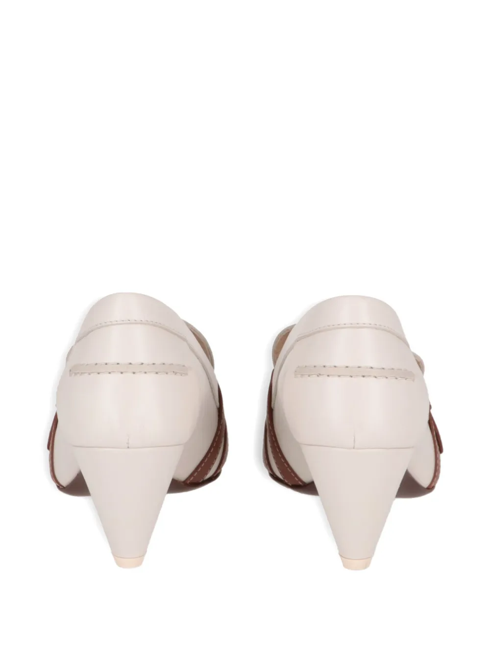 Tod's leather heeled loafers Beige