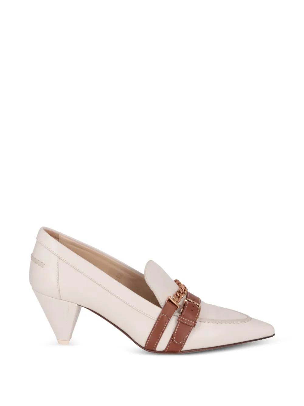 Tod's leather heeled loafers Beige