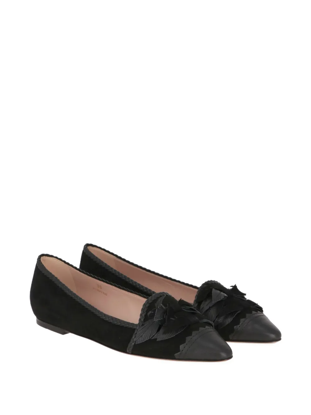 Tod's fringe-detail pointed-toe ballet flats Zwart
