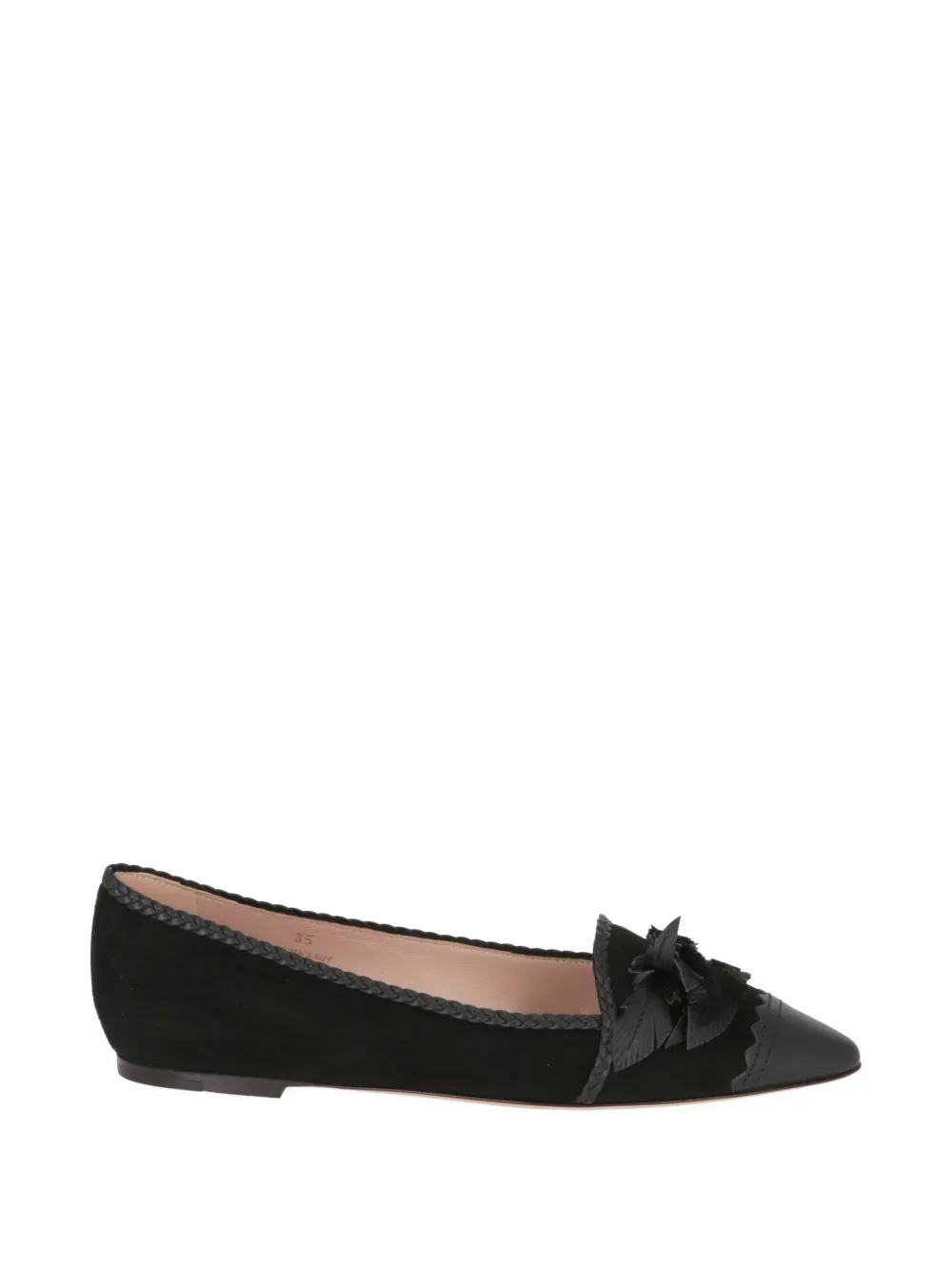 Tod's fringe-detail pointed-toe ballet flats - Nero