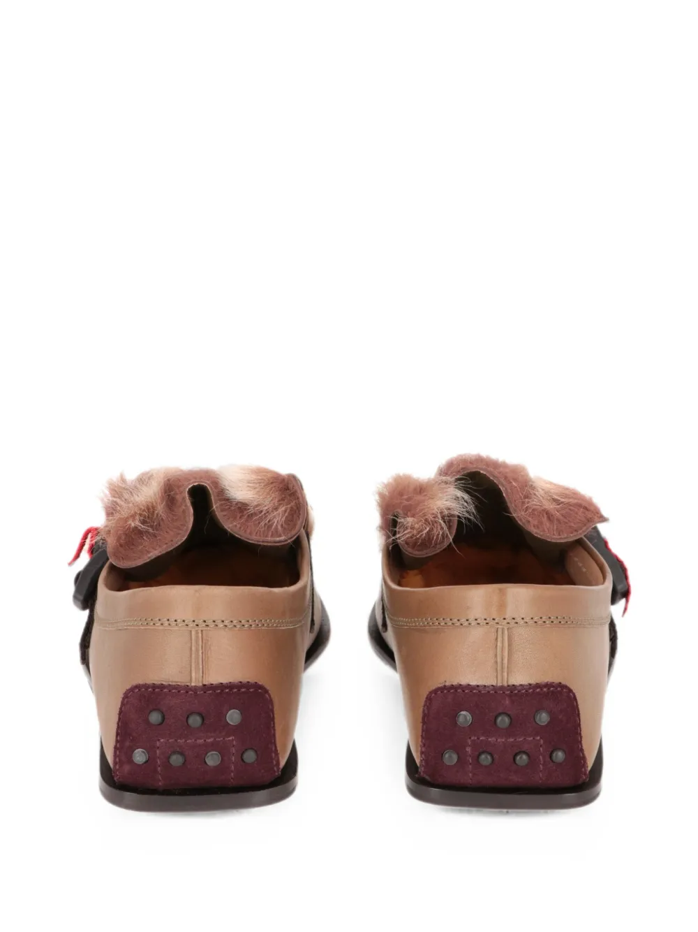 Tod's faux-fur buckle loafers Beige