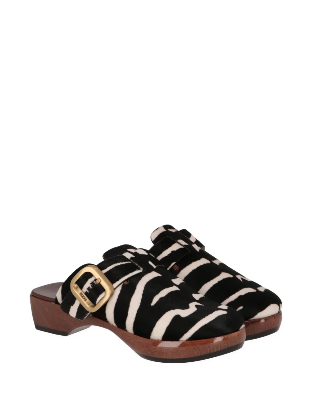 Tod's Muiltjes met zebra-print en gespsluiting Zwart