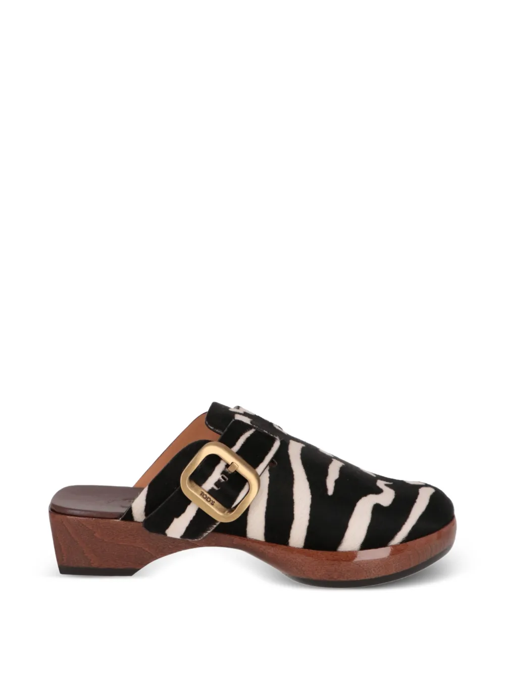 Tod's Muiltjes met zebra-print en gespsluiting Zwart