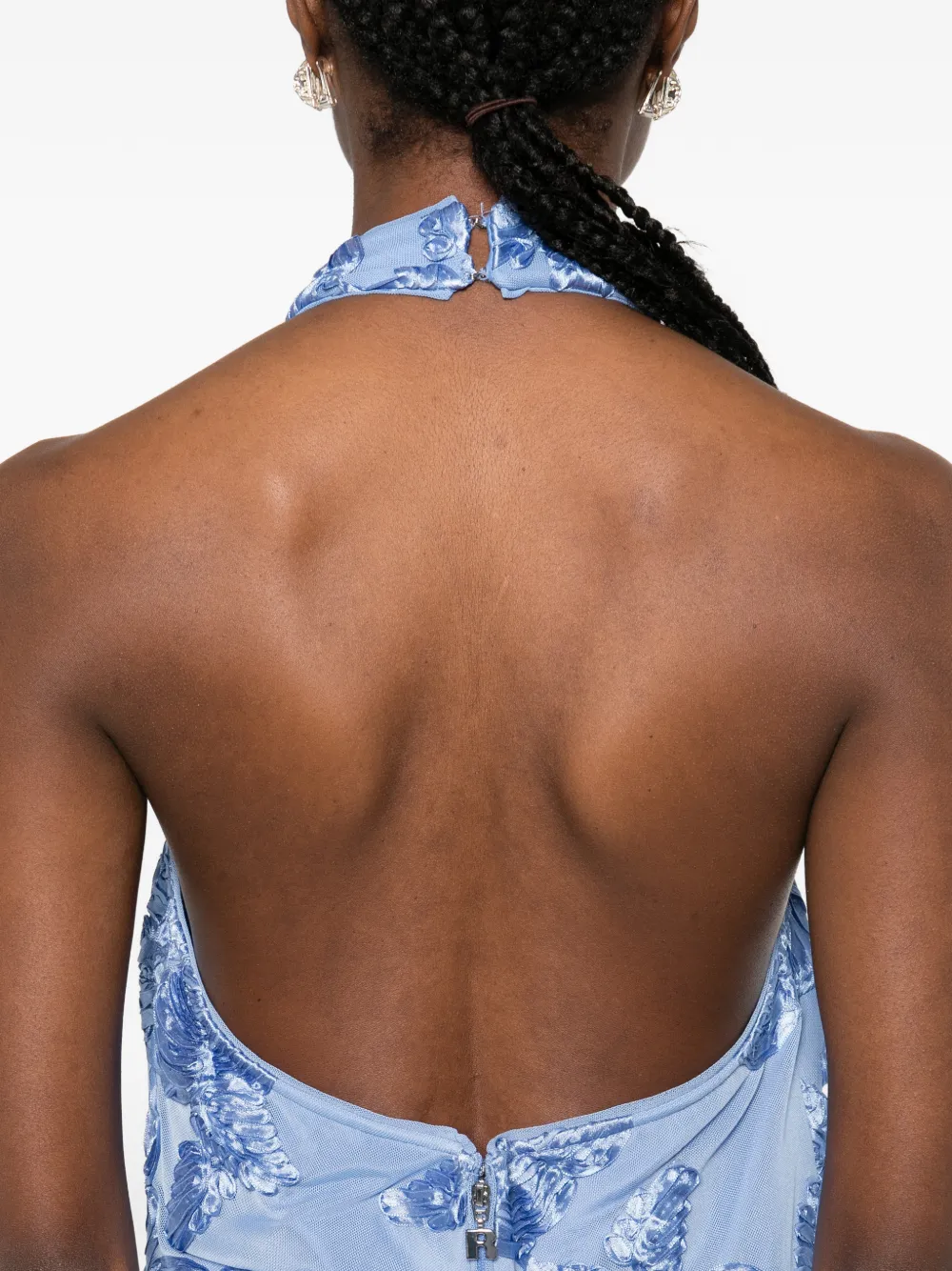 ROTATE BIRGER CHRISTENSEN Jurk met halternek en kralen Blauw