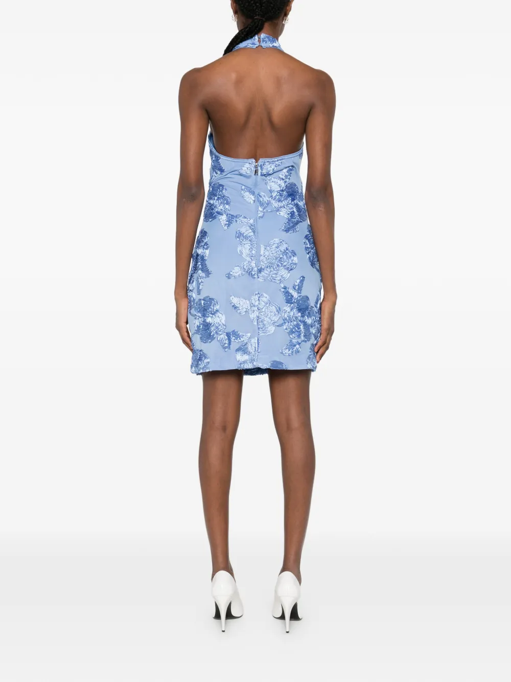 ROTATE BIRGER CHRISTENSEN Jurk met halternek en kralen Blauw