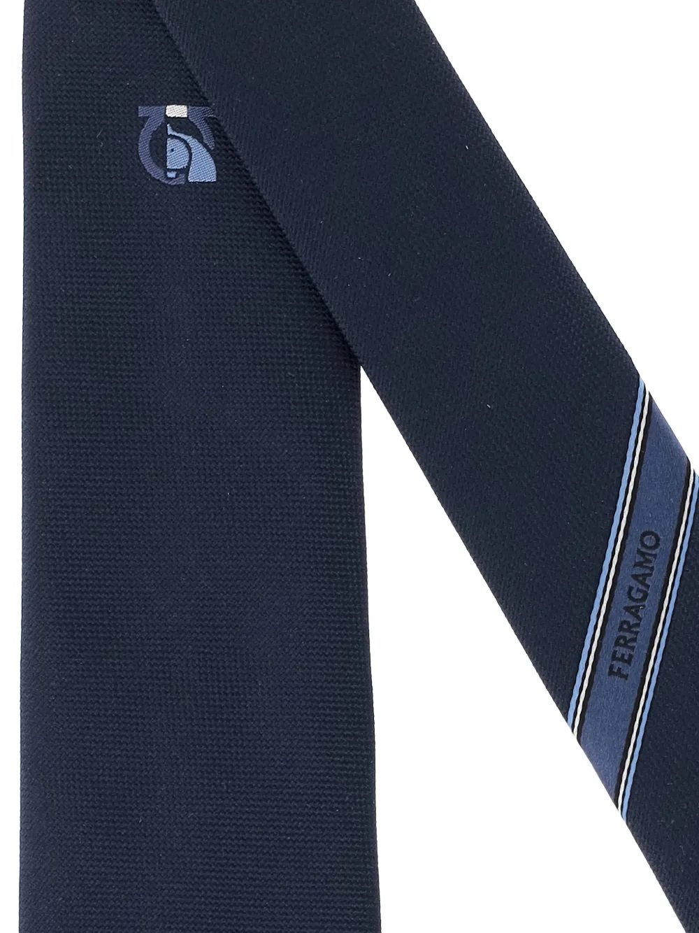 Ferragamo Stropdas met logodetail - Blauw
