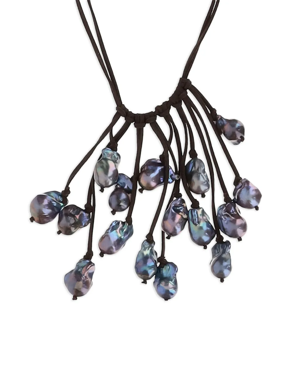 Mela embellished suede necklace - Zwart