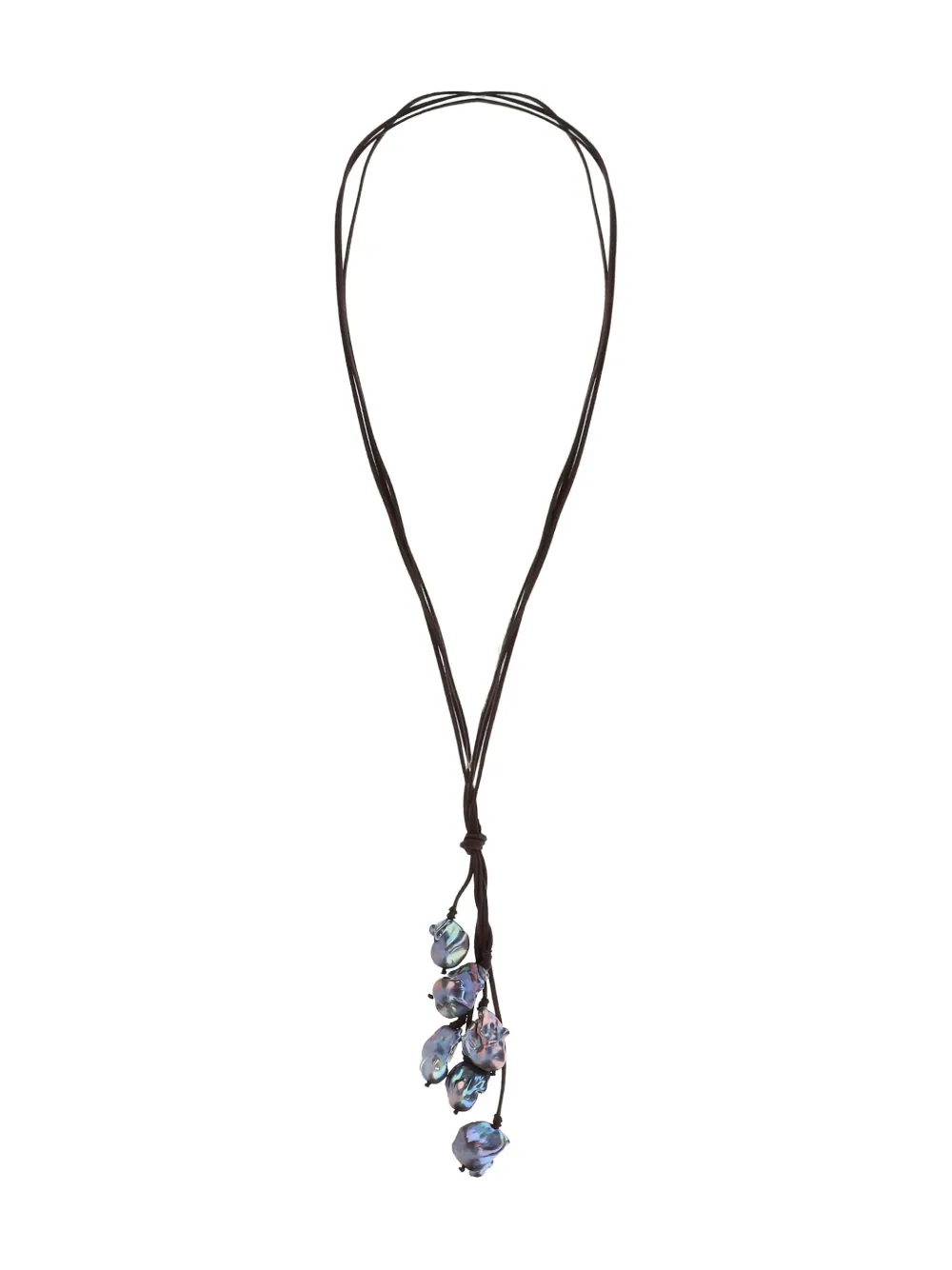 Mela pearl-pendant suede necklace - Nero