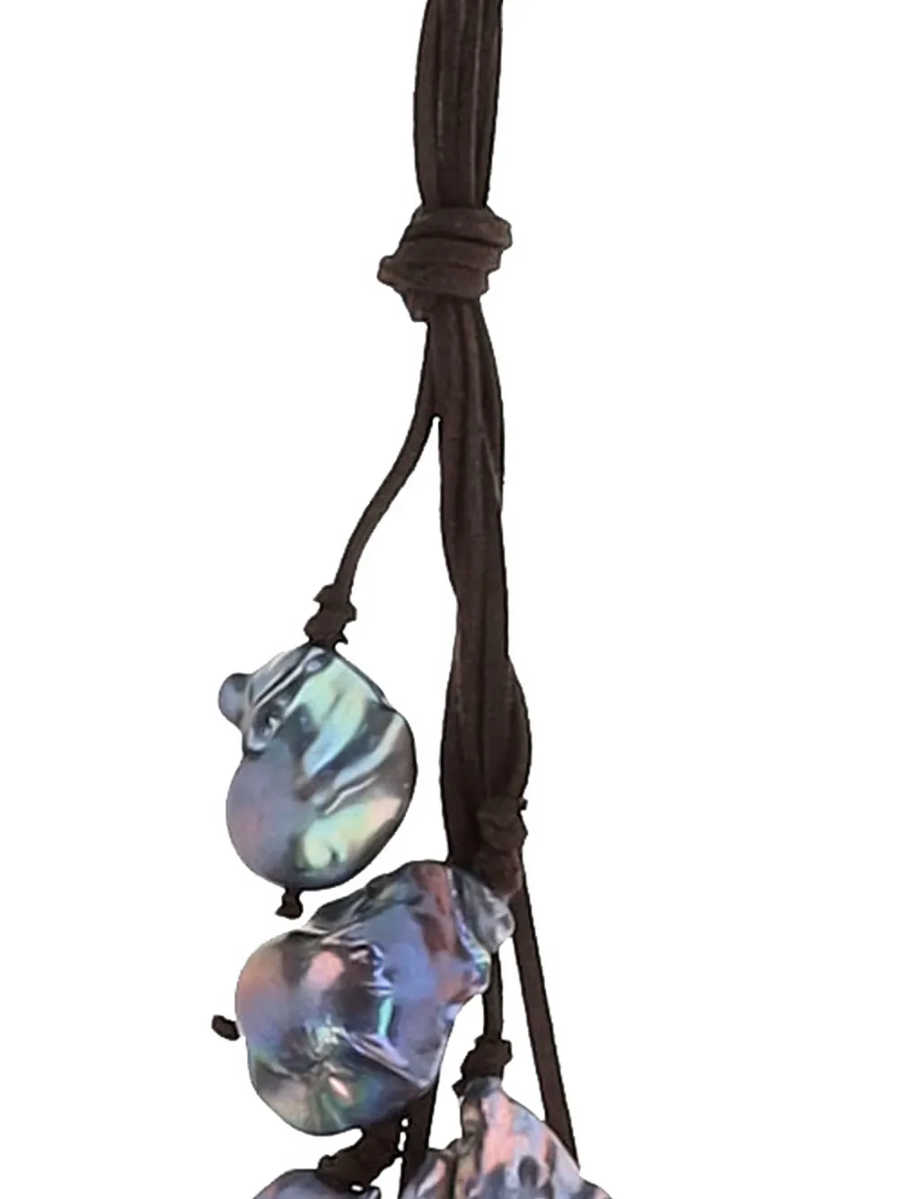 Mela pearl-pendant suede necklace - Zwart