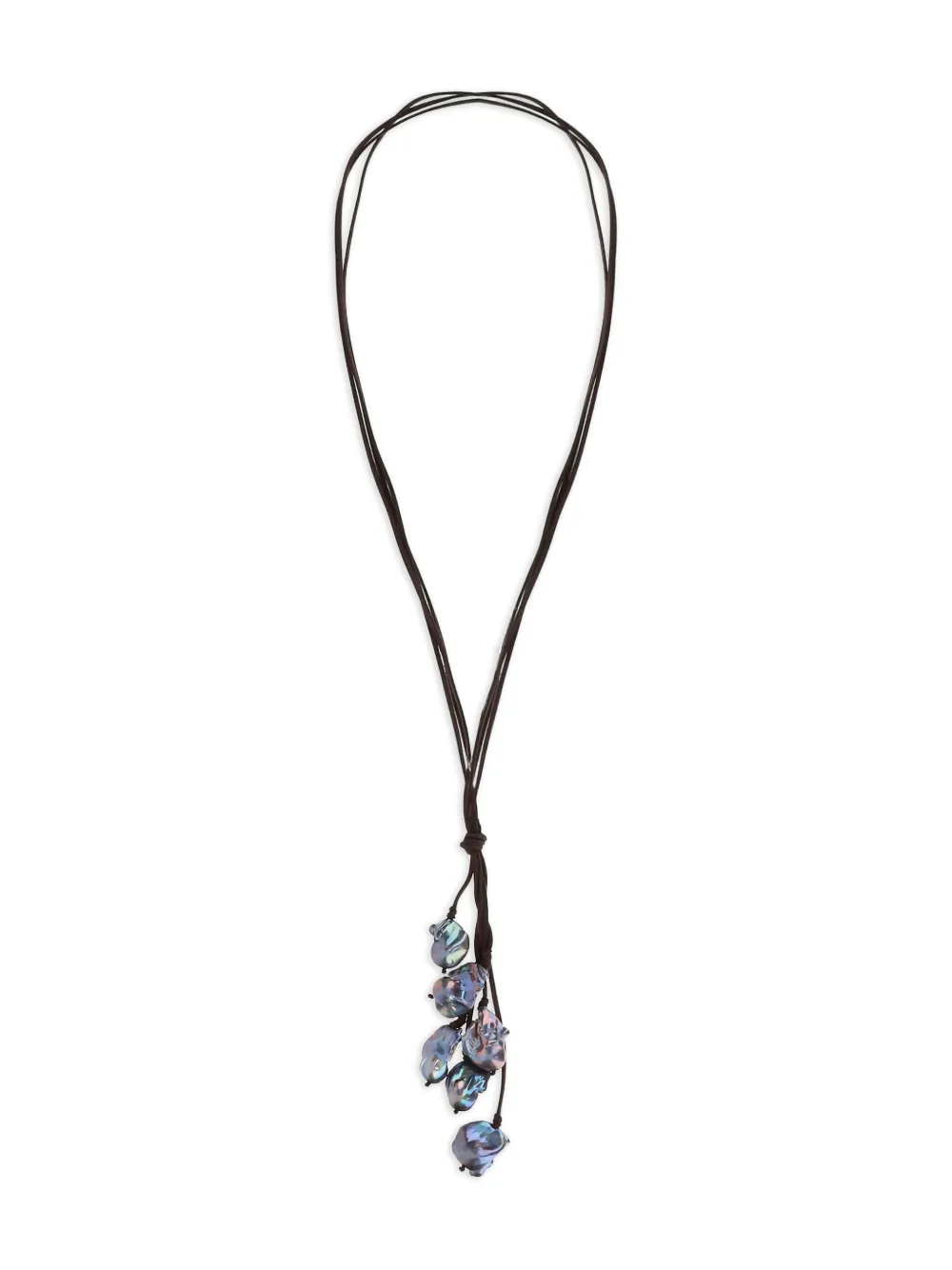 Mela pearl-pendant suede necklace - Nero
