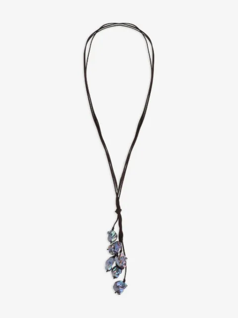 Mela pearl-pendant suede necklace