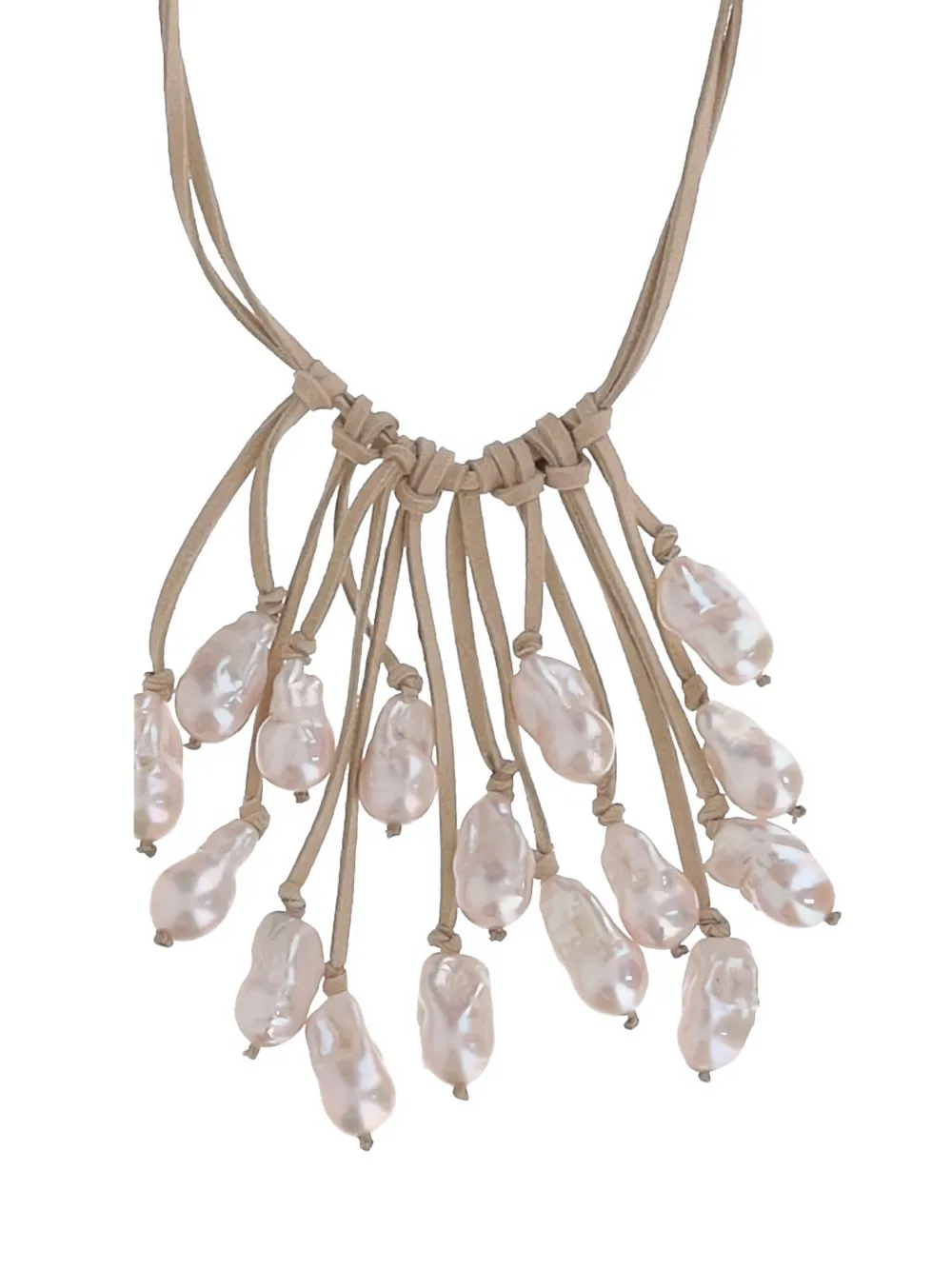 Mela suede-strap necklace - Beige