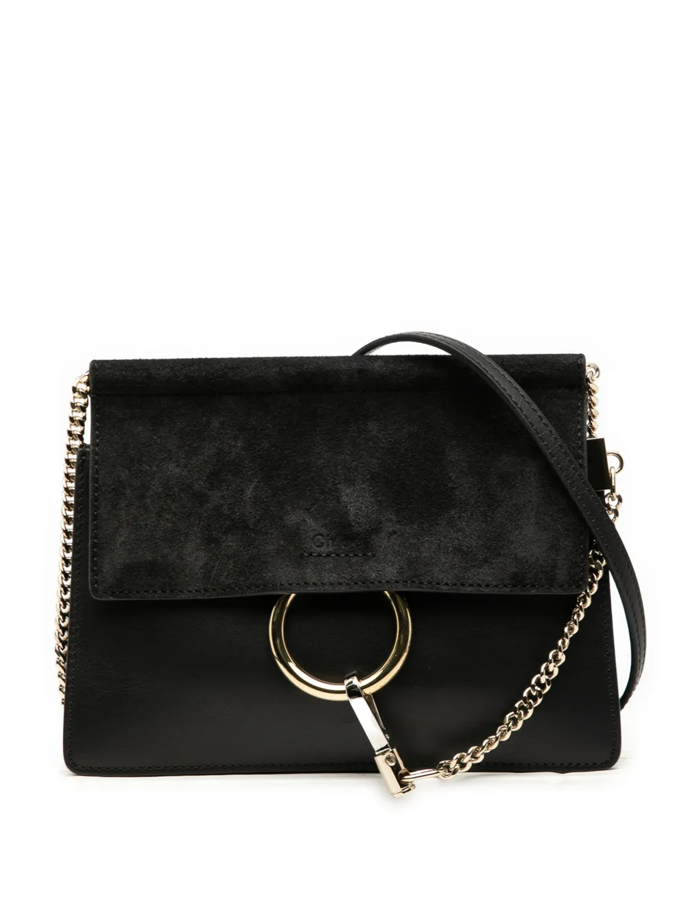 Pre-owned Chloé 2010-2025 Small Calfskin And Suede Faye Crossbody Bag In Black